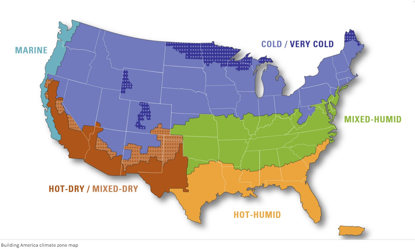 Building America climate zone map. 